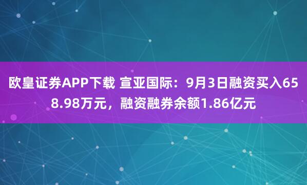 欧皇证券APP下载 宣亚国际:9月3日融资买入658.98万元,融资融券余额1.86亿元